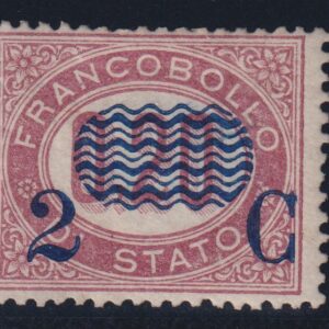REGNO D'ITALIA 1878 ONDULINE 2c. su 0,20 M.N.H. CERT. CILIO
