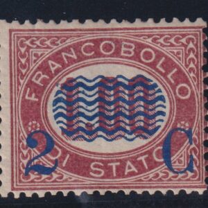 REGNO D'ITALIA 1878 ONDULINE 2c su Lire 1 M.N.H. CERT. CILIO