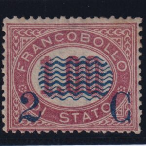 REGNO D'ITALIA 1878 ONDULINE 2c. su Lire 1 M.N.H. CERT. CILIO
