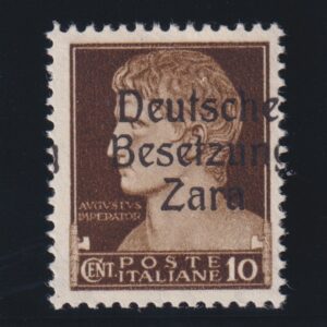 REGNO D'ITALIA 1943 ZARA 10C. BRUNO M.N.H. CERT. AVANZO