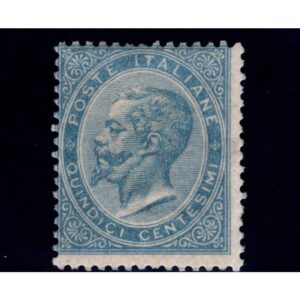 FRANCOBOLLO REGNO VITTORIO EMANUELE II DE LA RUE 15C. MNH CERT. CAFFAZ