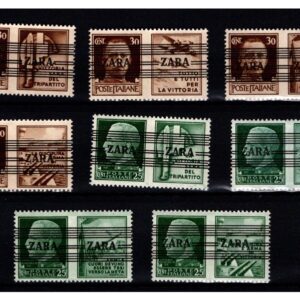 francobollo Zara soprastampati 11 righe serie 11 valori mnh cert. Cilio