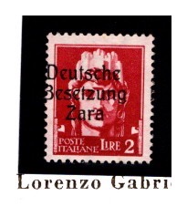 Zara lire 2 carminio gomma originale cert. Cilio I tipo varietà