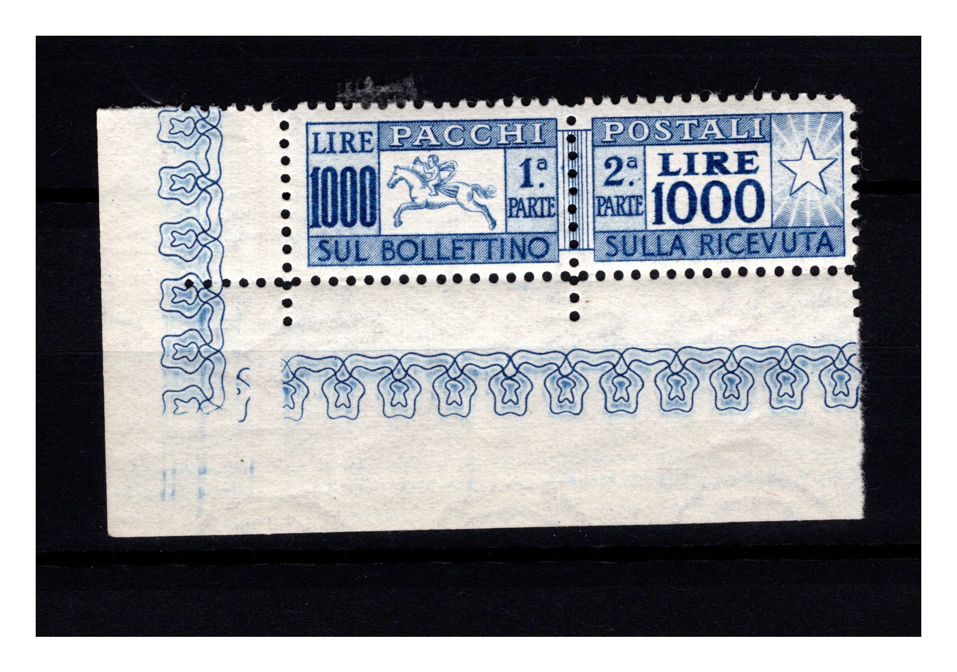 Francobollo Repubblica Italiana Cavallino Ruota Alata 1000 lire MNH cert. Raybaudi