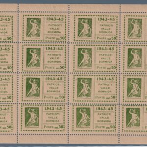 ITALIA 1945 VALLE BORMIDA 50C. OLIVA M.N.H. CERT. RAYBAUDI