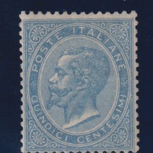 REGNO D'ITALIA 1863 DE LA RUE 15C. M.N.H. CERT. COLLA