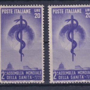 ITALIA 1949 ASSEMBLEA SANITÀ MONDIALE 2 VAL. M.N.H.