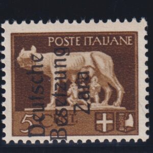 REGNO D'ITALIA 1943 ZARA III TIPO 5 CENT. BRUNO M.N.H. CERT. AVANZO