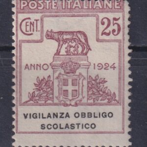 REGNO D'ITALIA 1924 VIGILANZA OBBLIGO SCOLASTICO M.N.H. CERT. DIENA