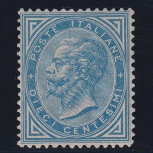 REGNO D'ITALIA 1877 10 CENT. AZZURRO M.N.H. CERT. DIENA