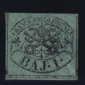 1852 PONTIFICIO 1 BAJ VERDE SCURO G.O. CERT. DIENA
