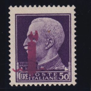 REGNO D'ITALIA 1944 50l. FASCIO DI FIRENZE M.N.H. CERT. ORO RAYBAUDI