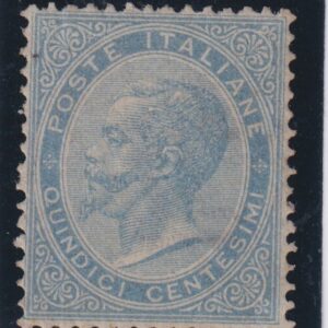 REGNO D'ITALIA 1863 DE LA RUE 15C. M.N.H. CERT. DIENA